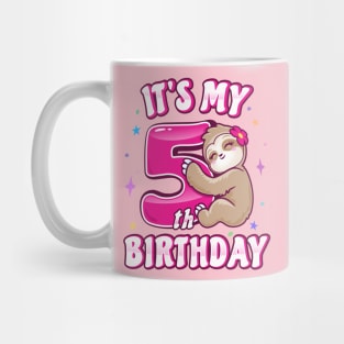 Its My 5th Birthday Girls Sloth Mug